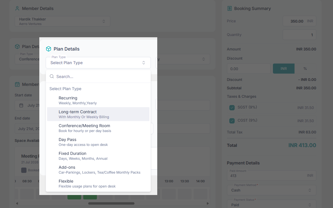Hourly meeting rooms and long-term contracts